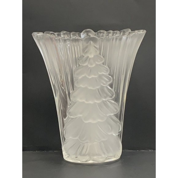 Mikasa Glass Holiday Vase Christmas Tree Winter Dreams Frosted 8 Inch Gift - Picture 2 of 9